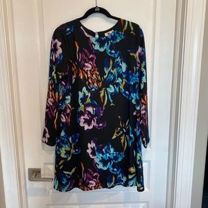Nordstrom One Clothing Medium Floral Shift Dress Black Multicolor